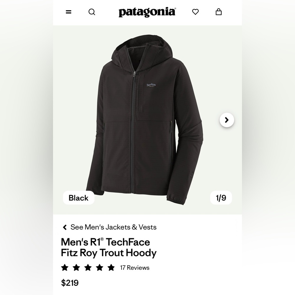 NWT Patagonia Men’s R1 TechFace Brown Hooded Jacket S - Picture 5 of 5